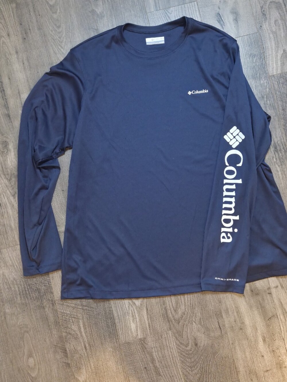 Columbia Navy Long Sleeve Performance Shirt with White Logo